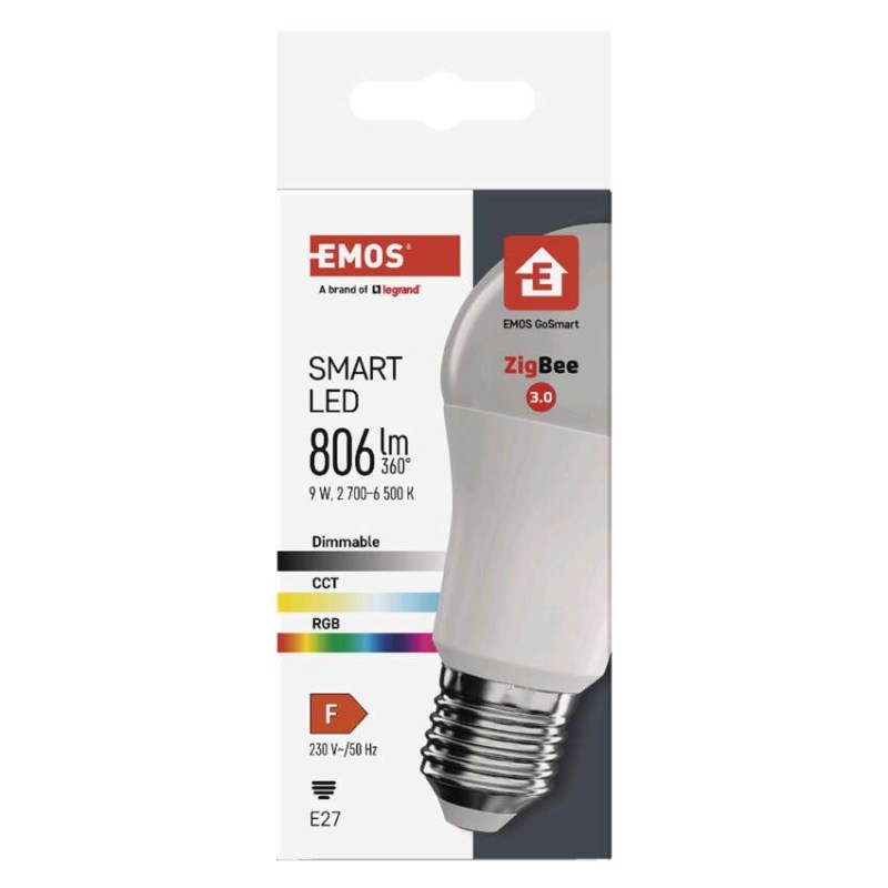 LED pirn GoSmart A60 / E27 / 9 W (60 W) / 806 lm / RGB / hämardatav / Zigbee