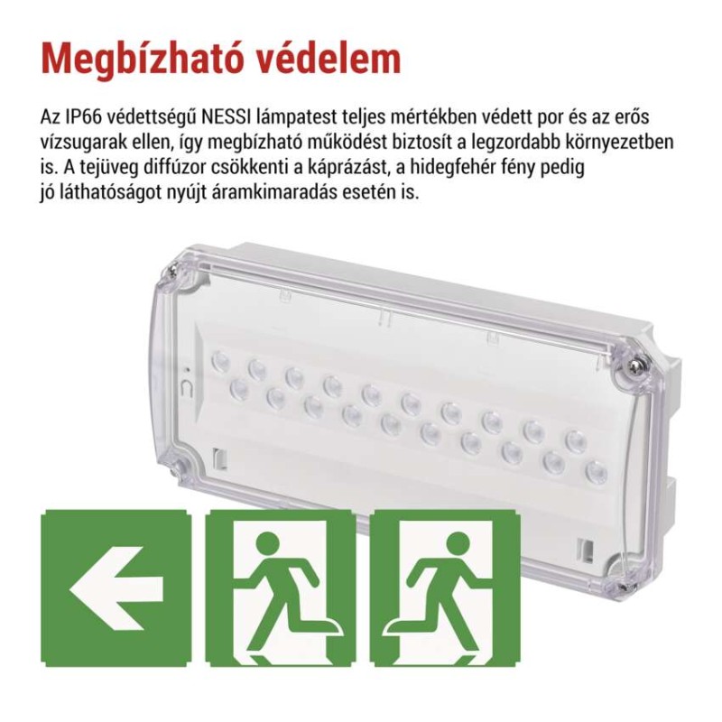 EMOS LED vészvilágító lámpatest NESSI 3W 3 óra IP66