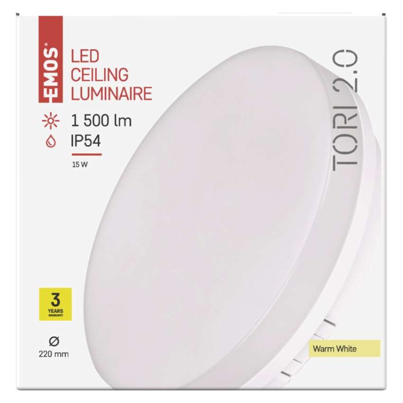 LED svítidlo TORI 22 cm, 15 W, teplá bílá, IP54