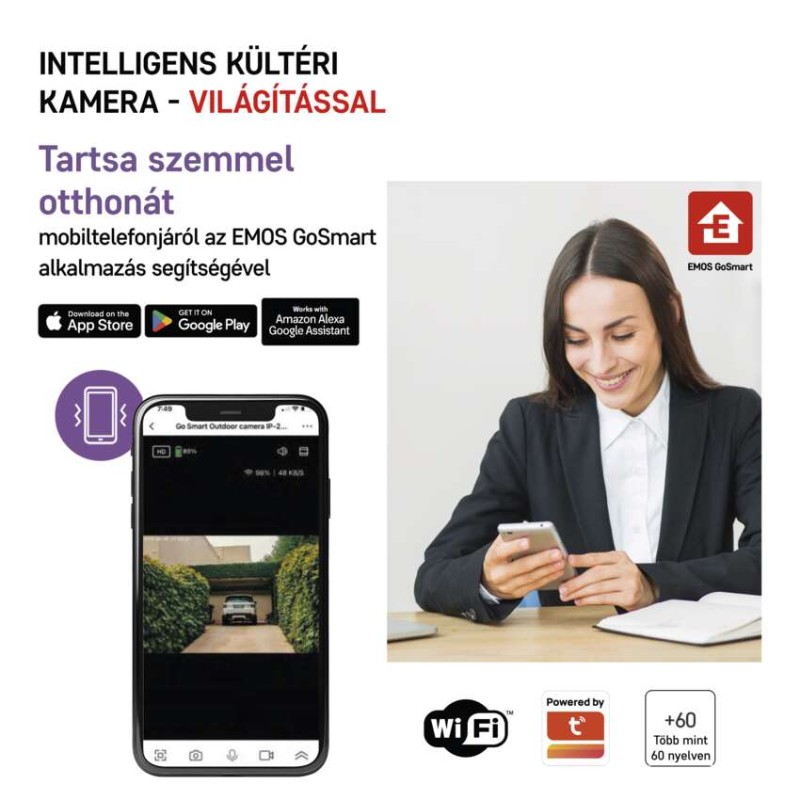 GoSmart Wifis kültéri forgatható kamera IP-310 TORCH világítással, fehér