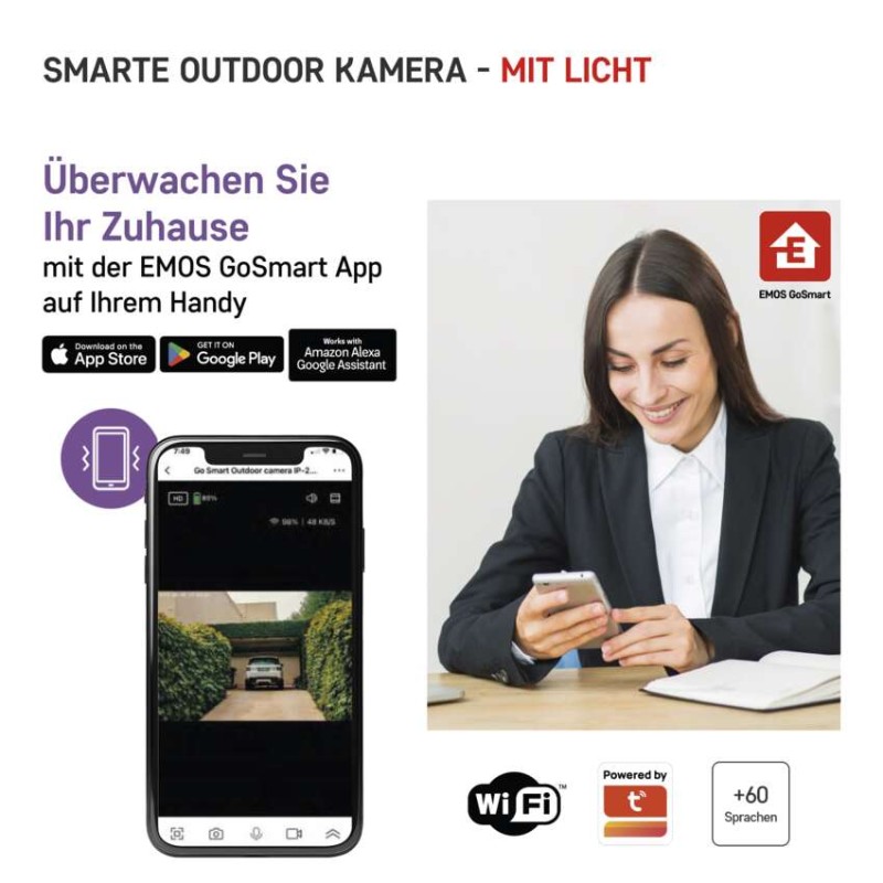 GoSmart Rotierende Outdoor IP Kamera mit WiFi und Licht IP-310 TORCH, schwarz