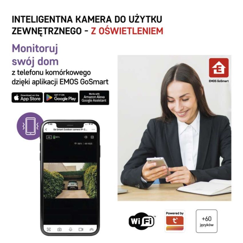 GoSmart Zewnętrzna kamera obrotowa IP-310 TORCH z WiFi i lampą, czarna