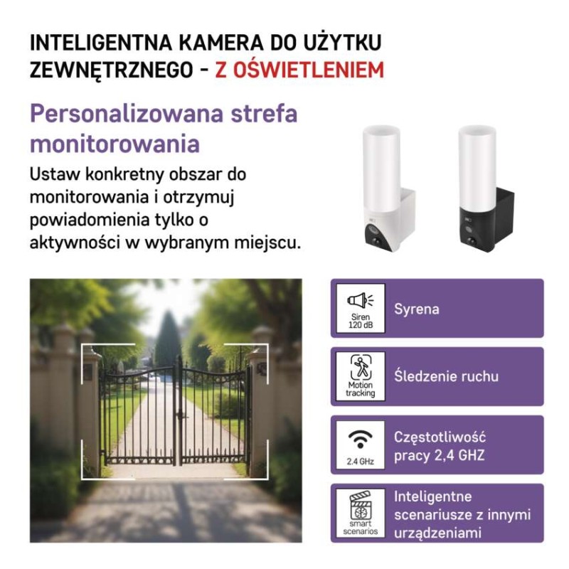 GoSmart Zewnętrzna kamera obrotowa IP-310 TORCH z WiFi i lampą, czarna