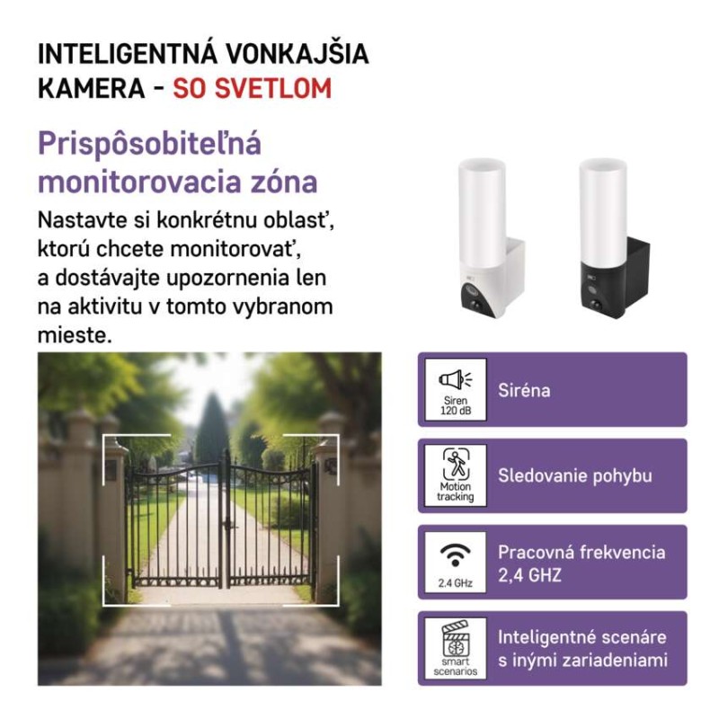 GoSmart Vonkajšia otočná kamera IP-310 TORCH s WiFi a svetlom, čierna