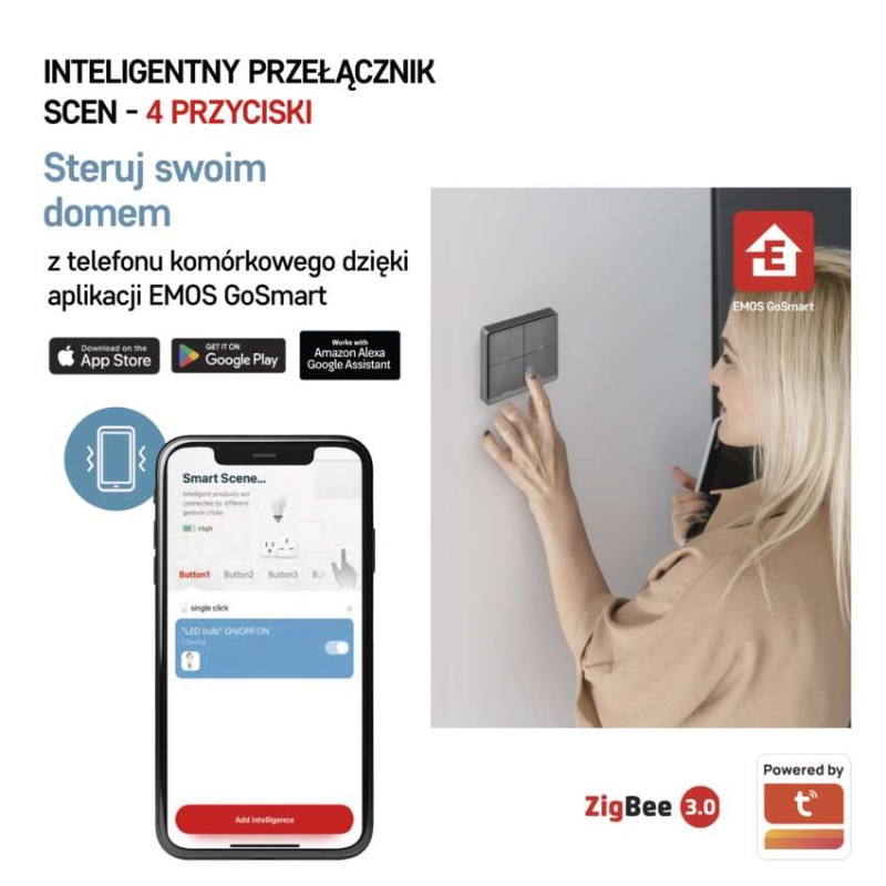 GoSmart Przełącznik scen IP-2004ZB, ZigBee 3.0, czteroprzyciskowy