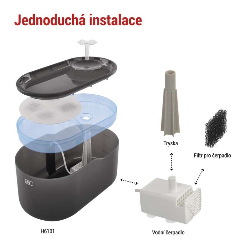 Vodní fontána Pet Care, 2,6 l, šedá