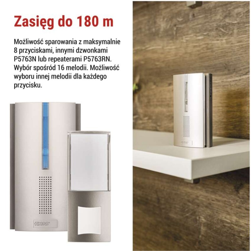 Bezprzewodowy wzmacniacz sygnału do dzwonków P5760N i P5763N, 3× AA