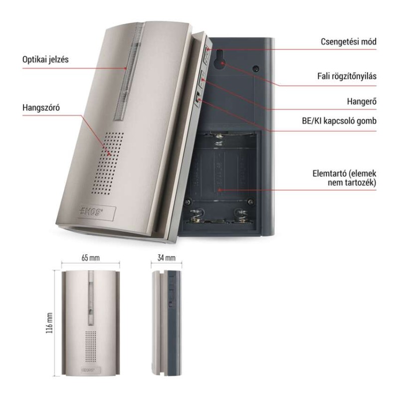 Jelerősítő vezetéknélküli csengőhöz P5760N és P5763N, 3× AA
