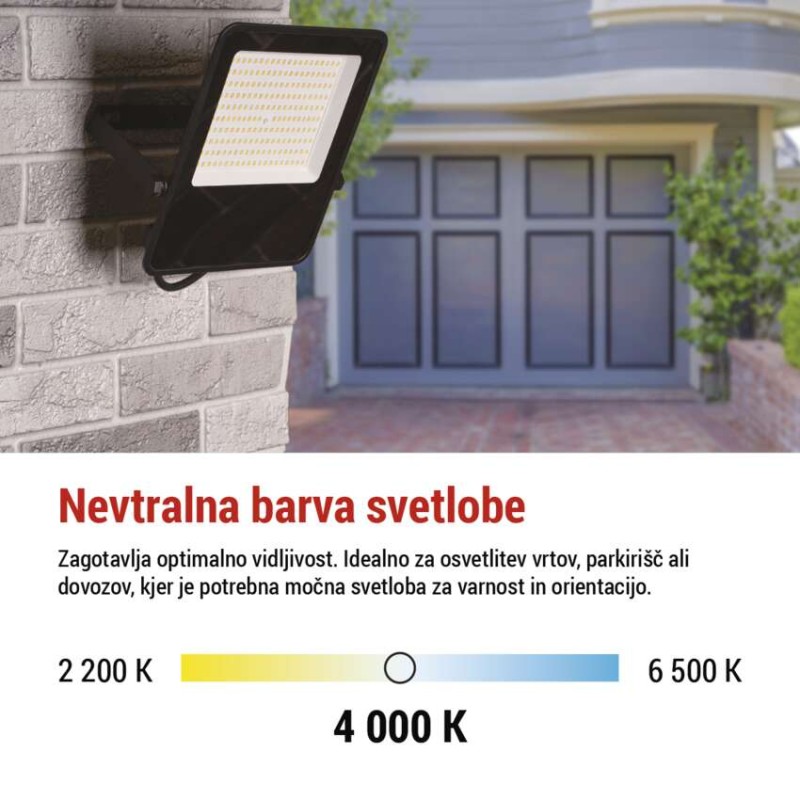 LED reflektor VISIO 100 W nevtralna bela črni