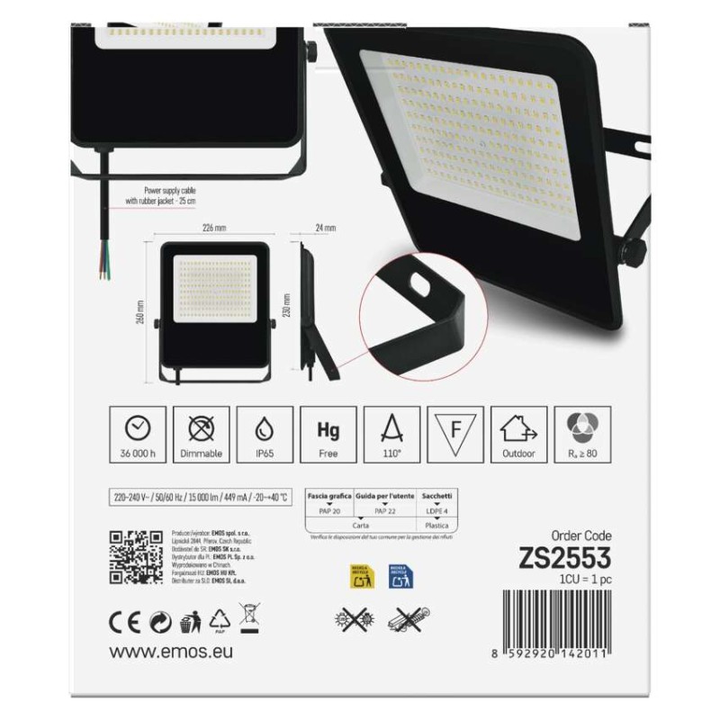 Naświetlacz LED VISIO 100 W czarny neutralna biel