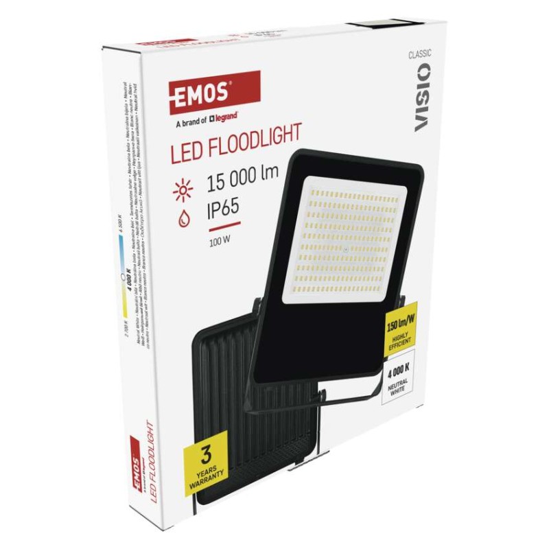 Naświetlacz LED VISIO 100 W czarny neutralna biel