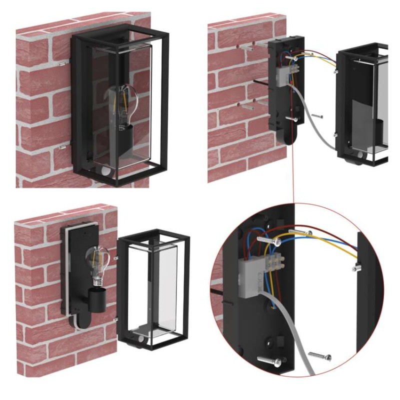 Vrtna stenska svetilka MALVA s PIR senzorjem,  13 x 12,5 x 28 cm, 1 x E27, 15 W