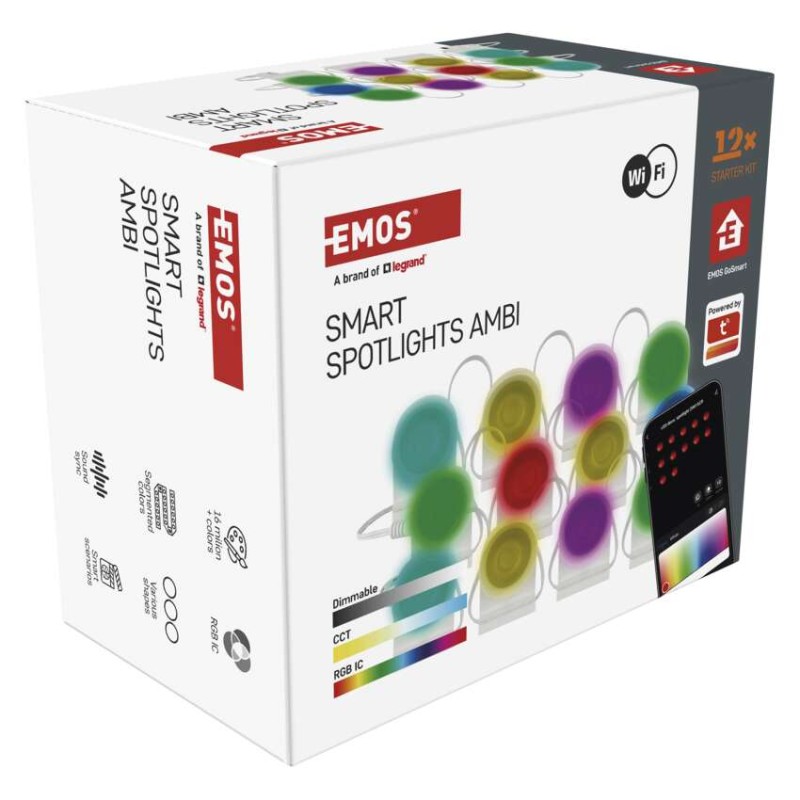 GoSmart LED reflektor - 255 cm reťaz, 12 častí, 7 W, RGBIC+CCT, stmievateľný, WiFi