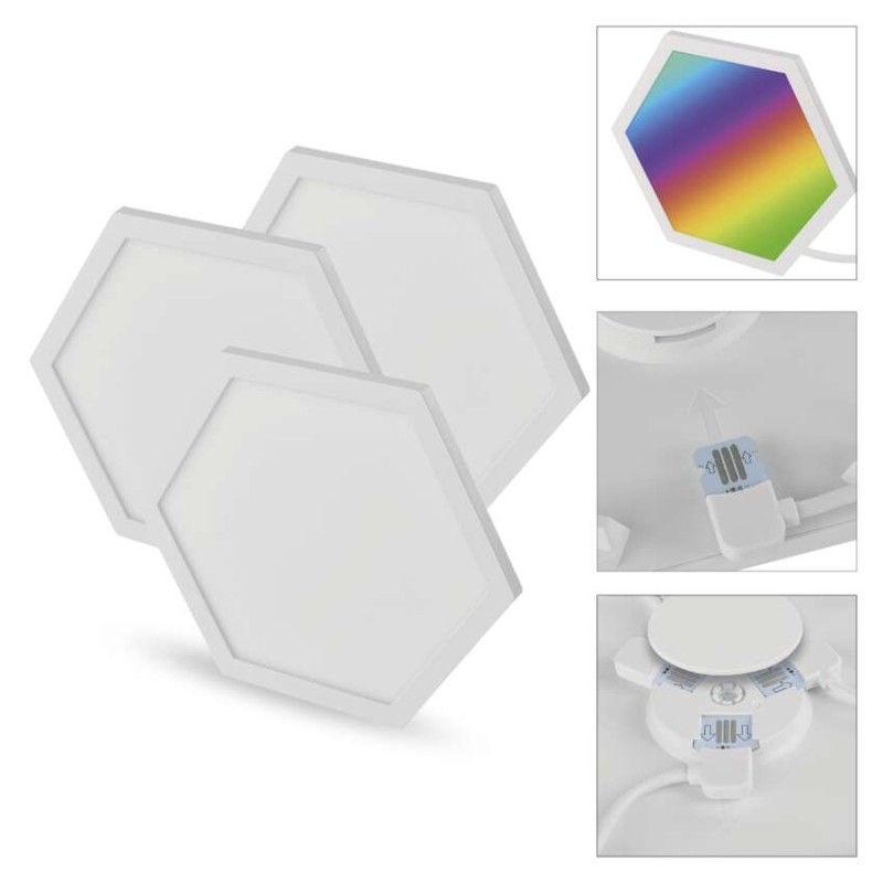 GoSmart LED svítidlo Hexagon, rozšiřující sada, 3 díly, 1,8 W, RGBIC stmívatelné, WiFi