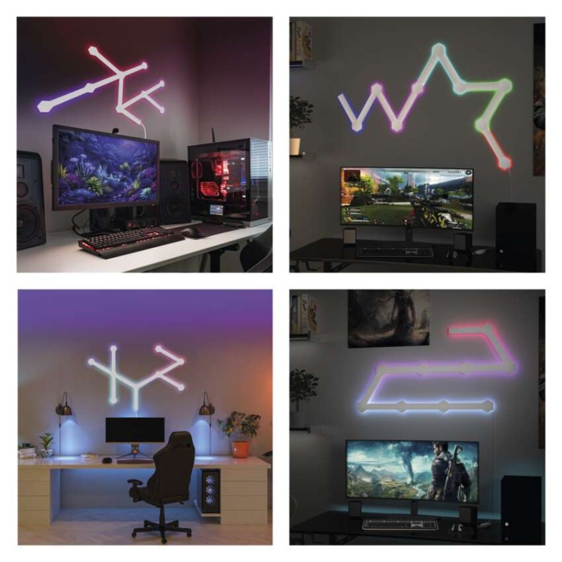 GoSmart LED gaismeklis Lines balts, 9 daļas, 34 W, RGBIC dimmējams, WiFi