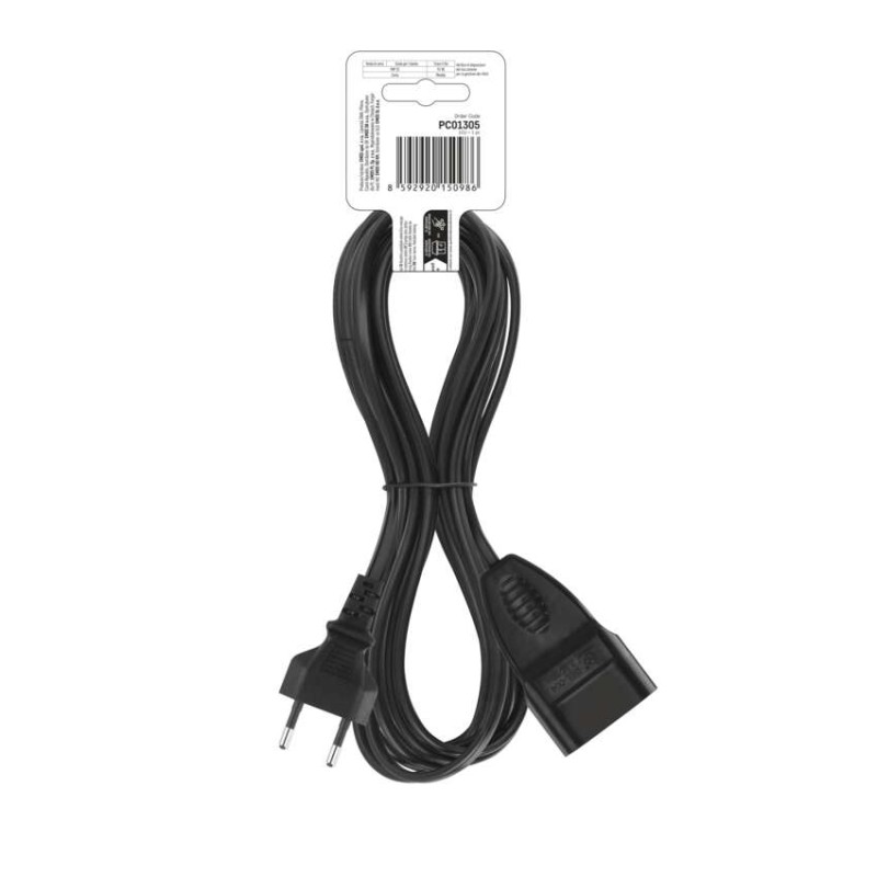 Hosszabbító 5 m / 1 aljzat / fekete / PVC / 0,75 mm2