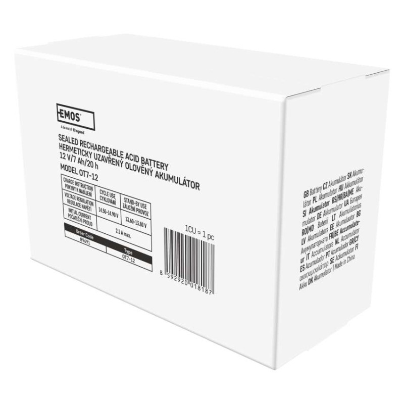 Bezúdržbový olovený akumulátor 12 V/7 Ah, faston 4,7 mm