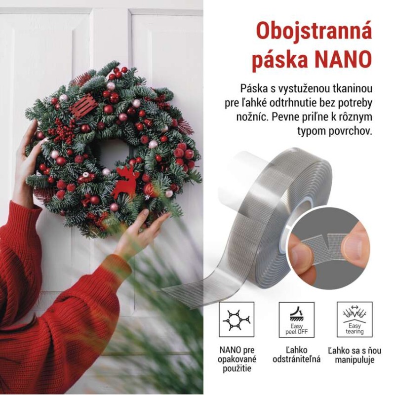  Dvojstranná NANOGRID páska 19 mm / 3 m, priehľadná