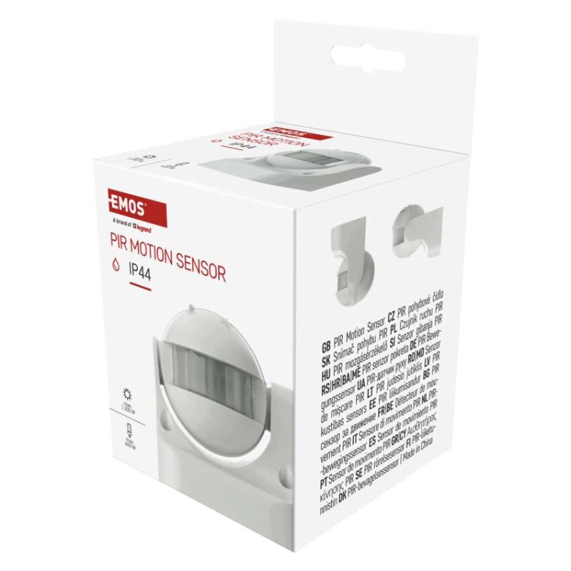 PIR senzor (pohybové čidlo) IP44 1200W, biely