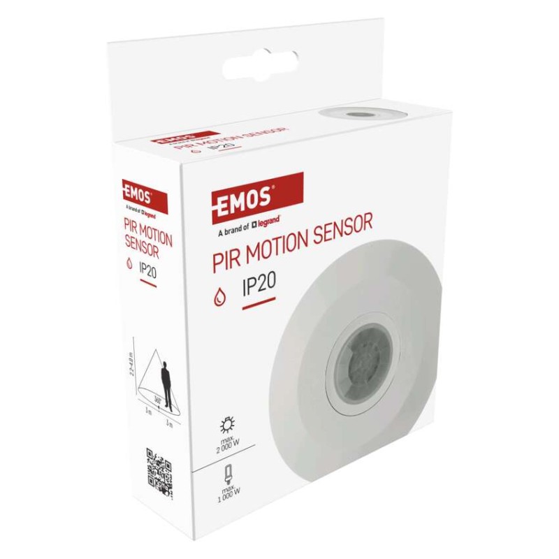 PIR senzor (pohybové čidlo) IP20 2000W, biely