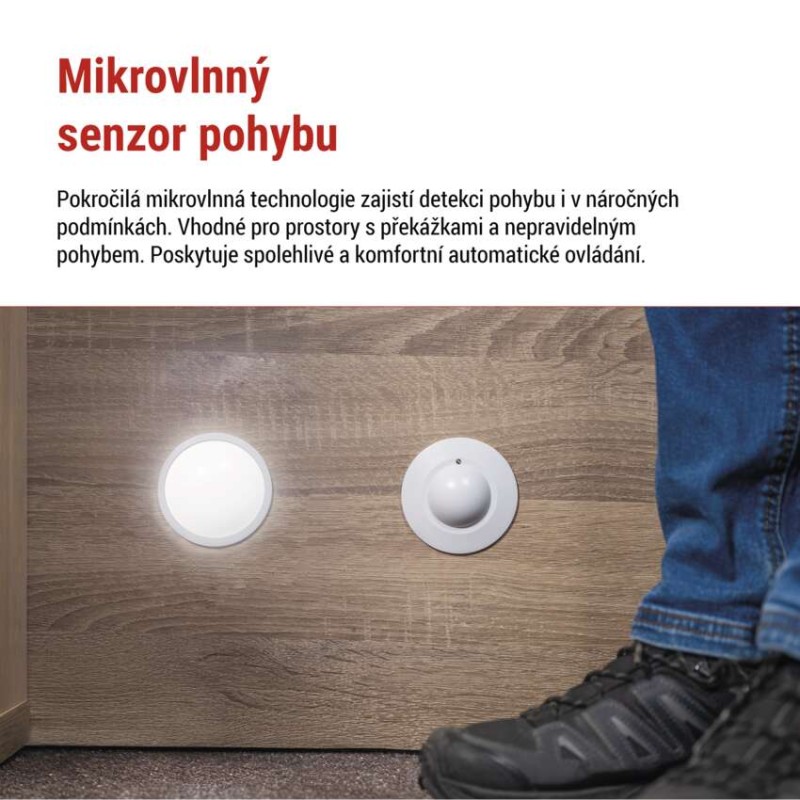 Mikrovlnný senzor (pohybové čidlo) IP20 1200W, bílý
