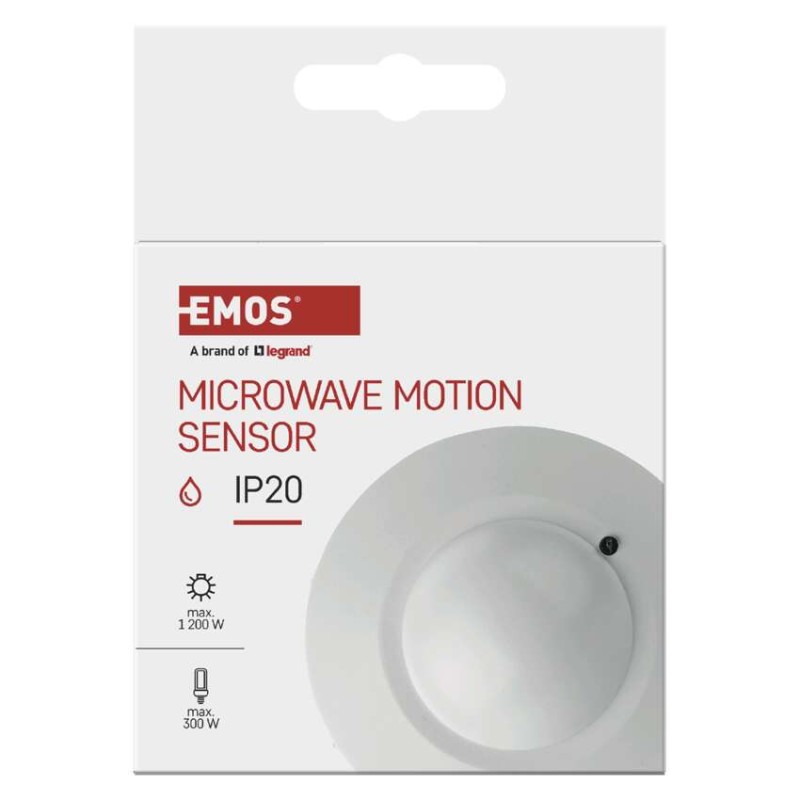 Mikroviļņu sensors (kustības sensors) IP20 1200W, balts
