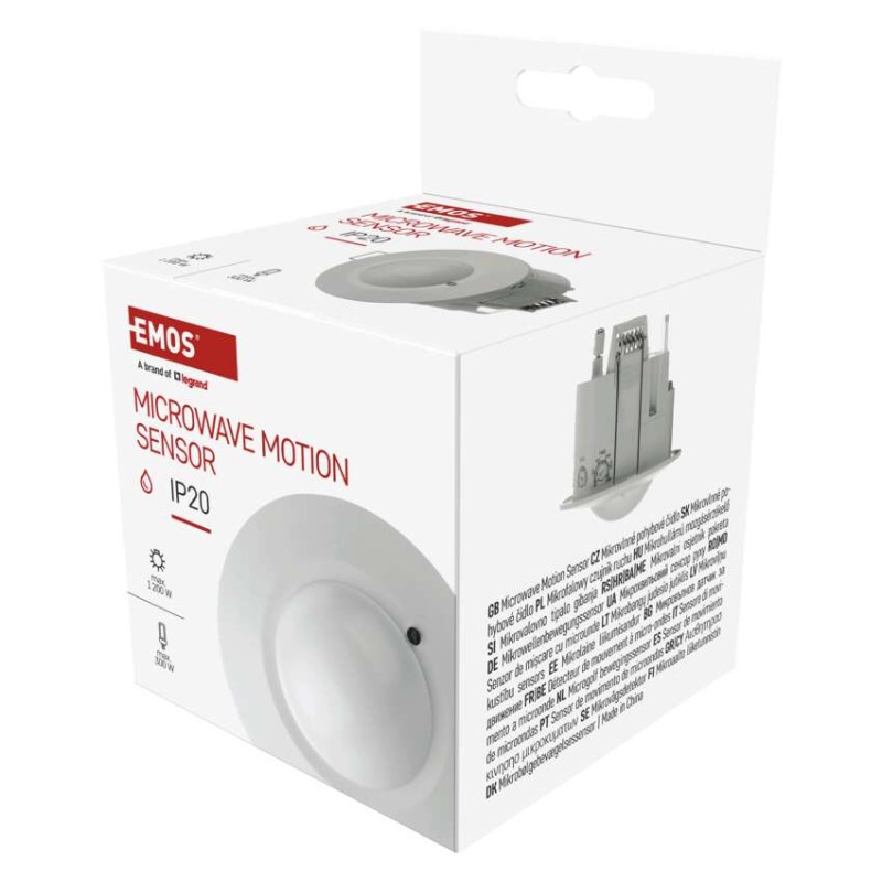 Mikroviļņu sensors (kustības sensors) IP20 1200W, balts