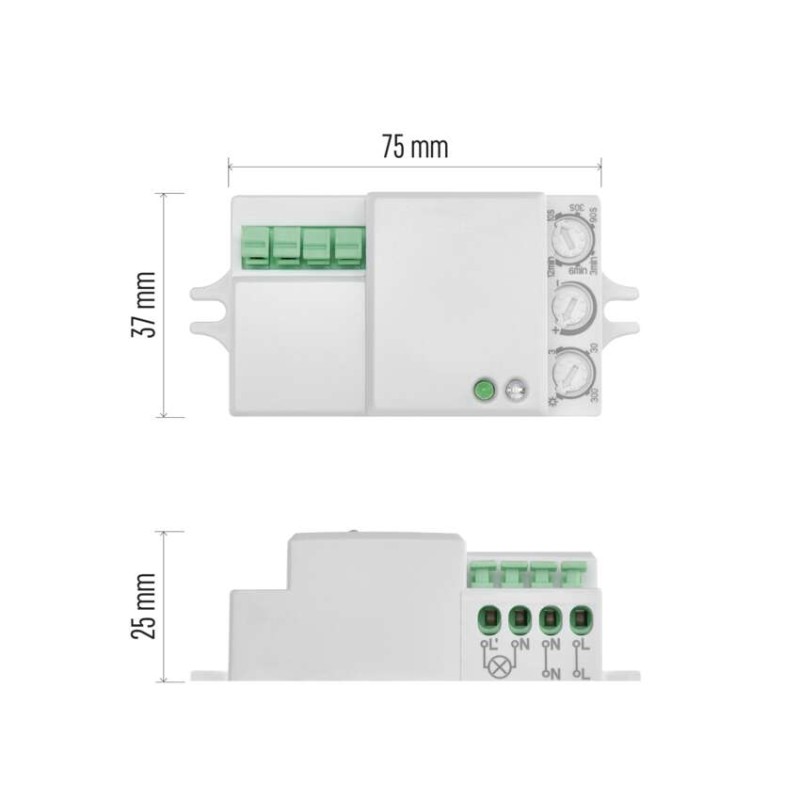 Mikrovlnný senzor (pohybové čidlo) IP20 1200W, biely
