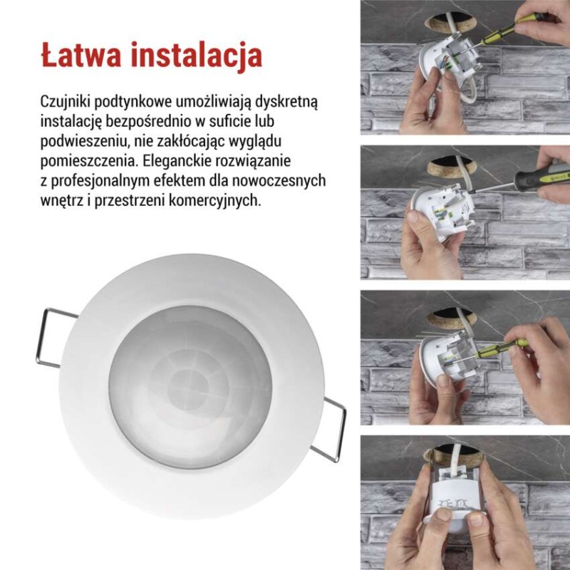 Czujnik ruchu PIR IP20 1200W biały