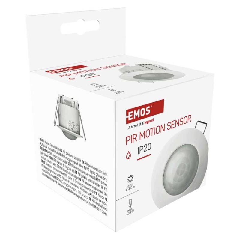 Czujnik ruchu PIR IP20 1200W biały