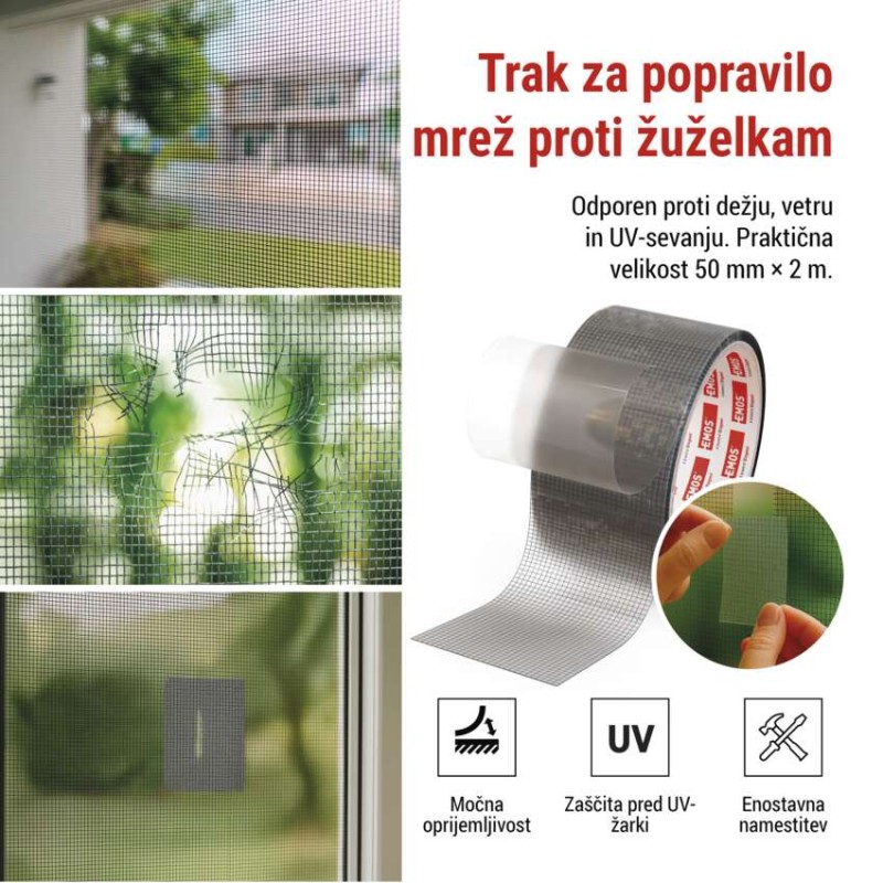 Trak za popravilo mreže proti žuželkam 50 mm / 2 m, prozoren