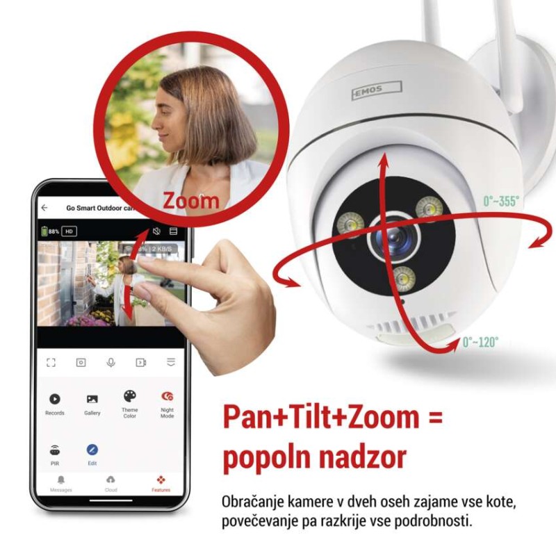 GoSmart Zunanja vrtljiva kamera IP-800 WASP, z WiFi, bela