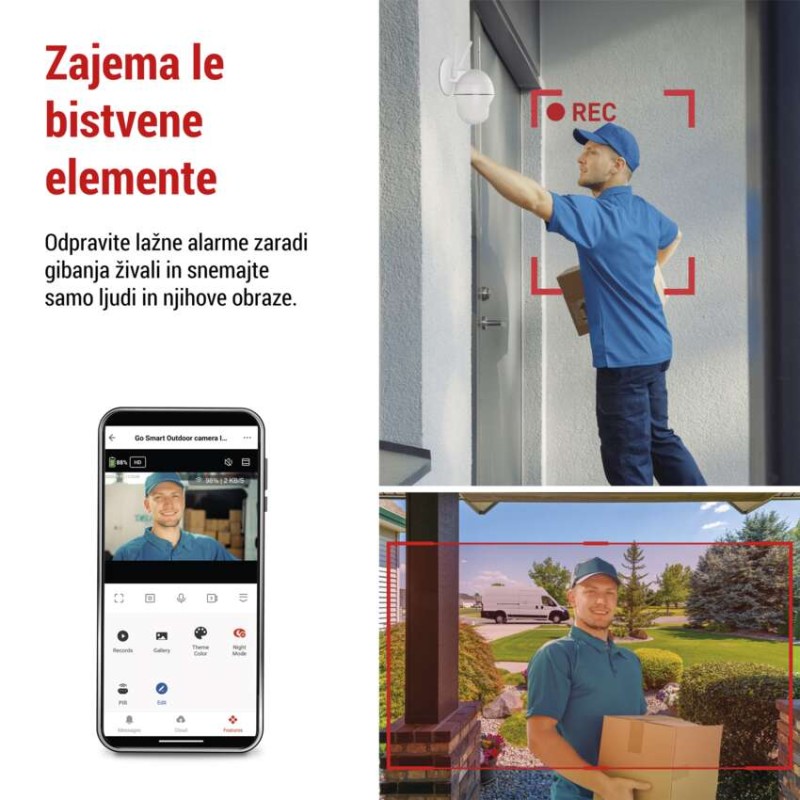 GoSmart Zunanja vrtljiva kamera IP-800 WASP, z WiFi, bela