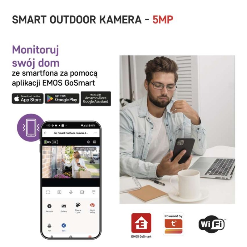 GoSmart Kamera zewnętrzna obrotowa IP-800 WASP z WiFi, biała