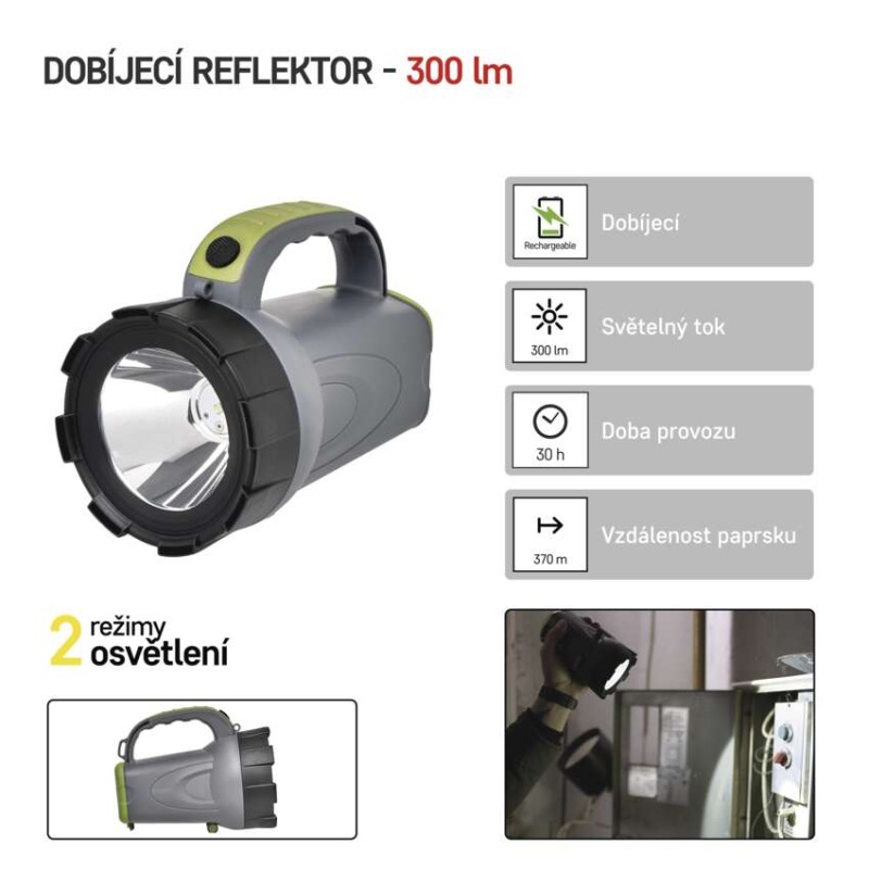 LED nabíjecí svítilna P2311, 300 lm, 2400 mAh