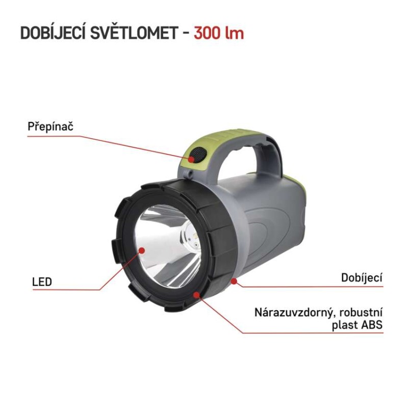 LED nabíjecí svítilna P2311, 300 lm, 2400 mAh