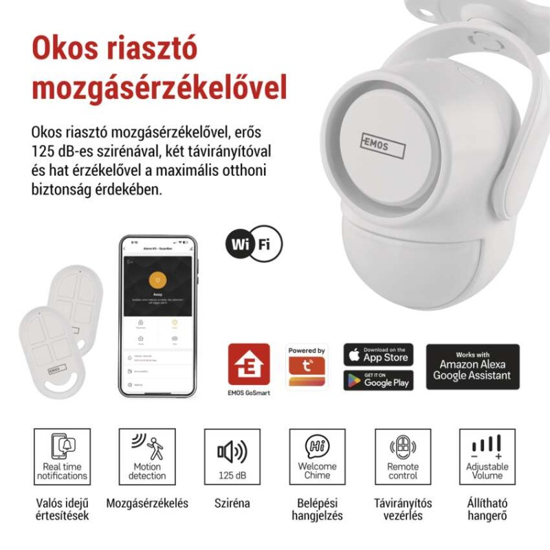 GoSmart riasztó IP‑126L GUARDIAN mozgásérzékelővel, 6× ajtó/ablak érzékelő, WiFi