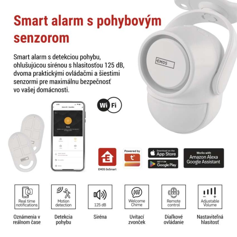 GoSmart alarm IP‑126L GUARDIAN s pohybovým senzorom, 6× dverový/okený senzor, WiFi