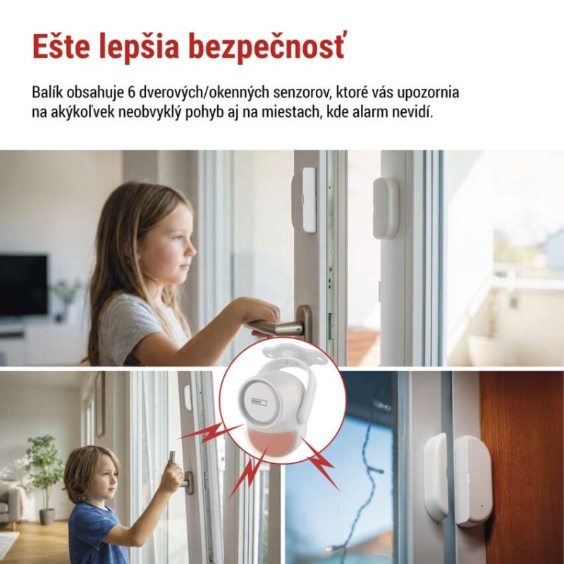 GoSmart alarm IP‑126L GUARDIAN s pohybovým senzorom, 6× dverový/okený senzor, WiFi