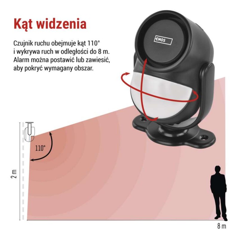 Alarm z czujnikiem ruchu EM‑125L PROTECTOR