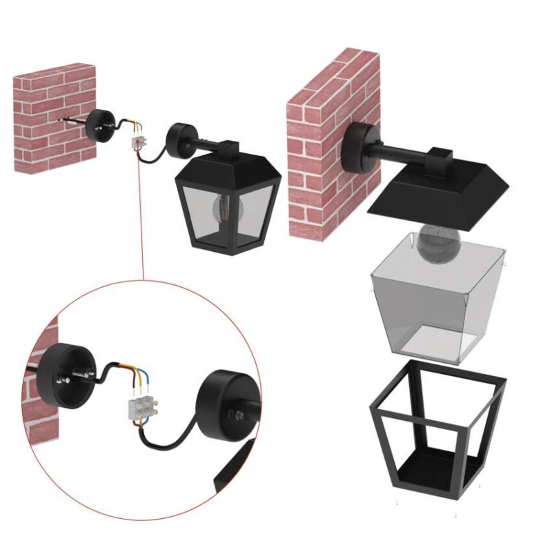 Záhradné nástenné svietidlo ADENIA, 18 x 15 x 24,5 cm, 1 x E27, 15 W