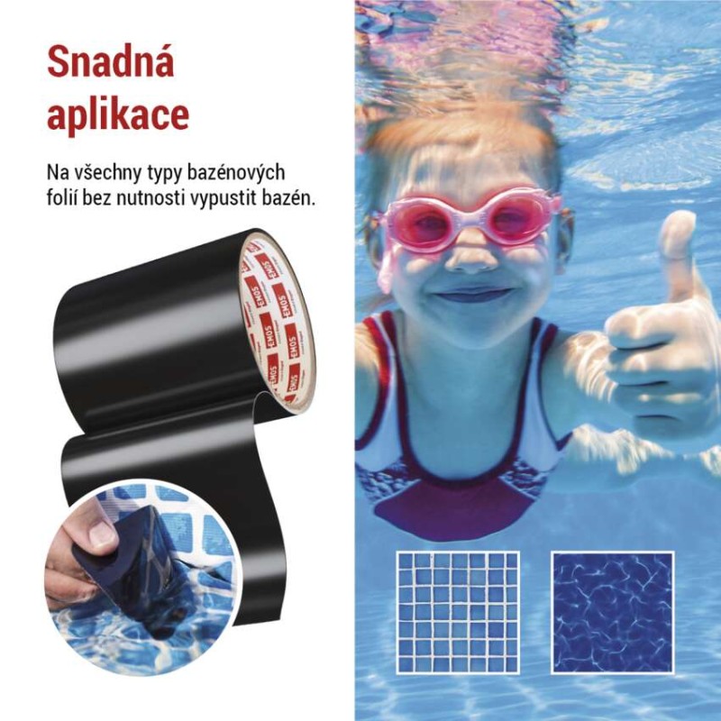 Opravná lepící páska na bazény, 1 m × 100 mm, černá