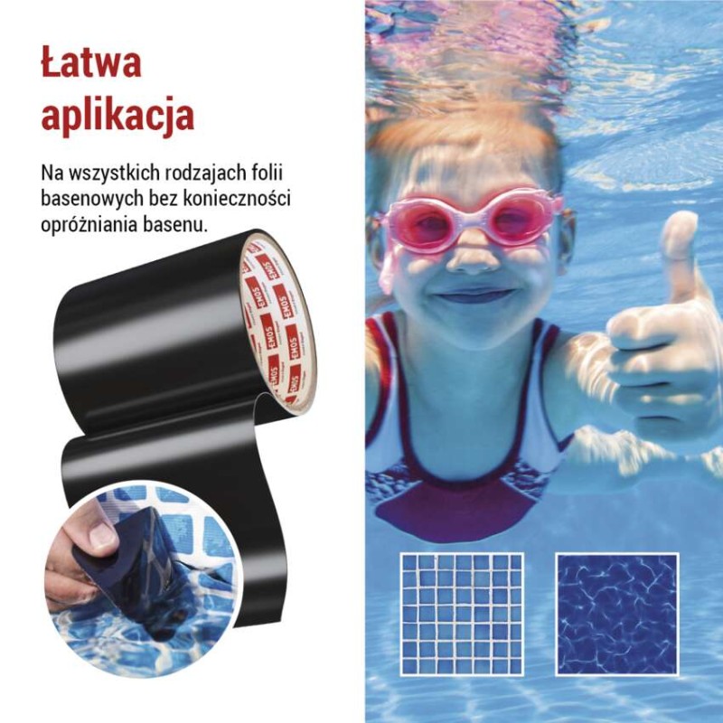 Naprawcza taśma samoprzylepna do basenów, 1 m × 100 mm, czarna
