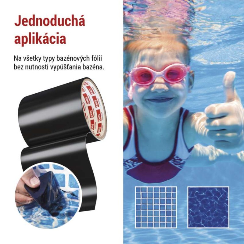 Opravná lepiaca páska na bazény, 1 m × 100 mm, čierna