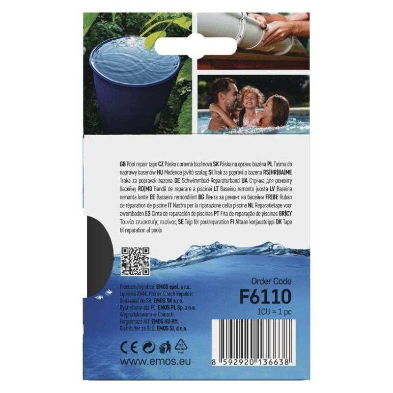 Opravná lepiaca páska na bazény, 1 m × 100 mm, čierna