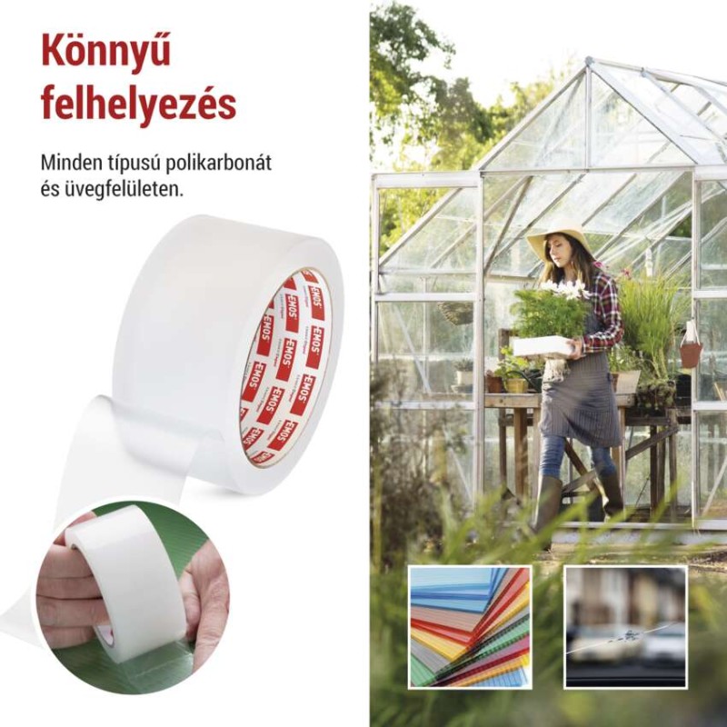 Javító ragasztószalag polikarbonáthoz és üveghez, 25 m × 50 mm, átlátszó