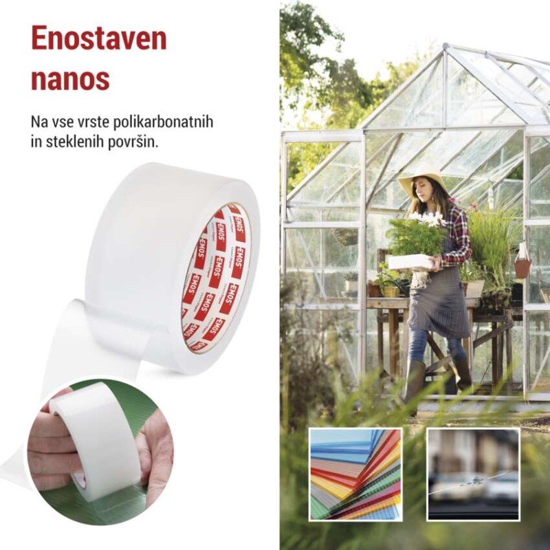 Lepilni trak za popravilo polikarbonata in stekla, 25 m × 50 mm, prozoren