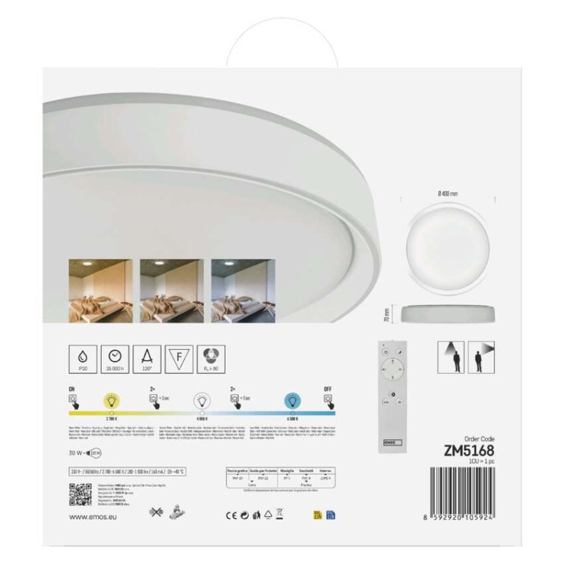 LED-valgusti ILVI 40 cm, 30 W, soe-külm valge, puldiga muudetava valgustugevusega