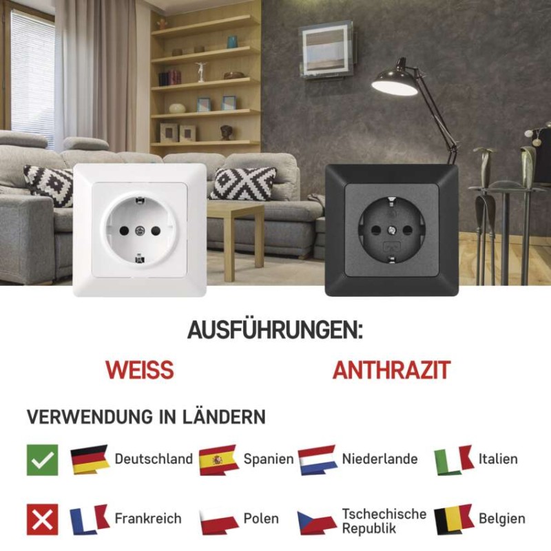 Steckdose SCHUKO, anthrazit
