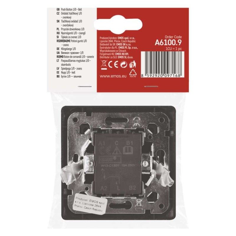 Spiedpogas slēdzis 1/0, antracīta